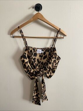 Leopard Print Tie-Front Camisole in Brown and Black